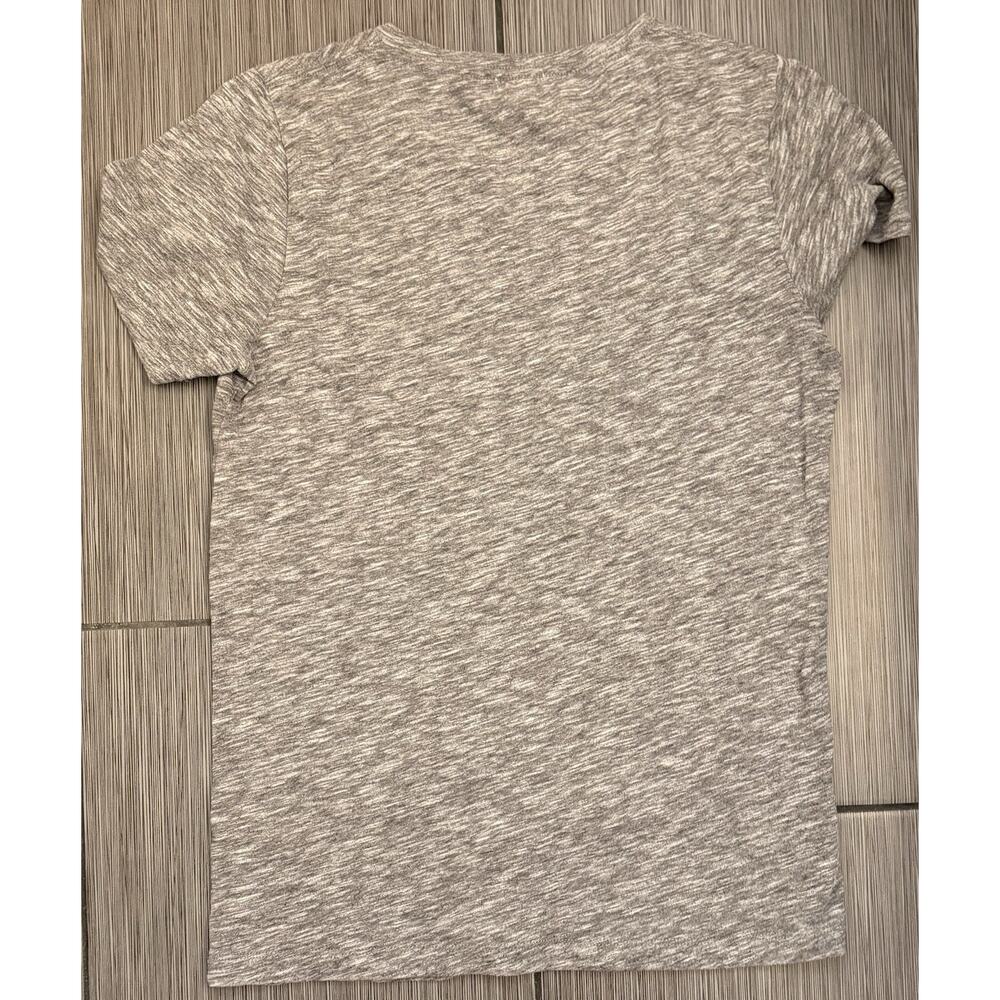 J.Crew Crew Neck T-shirt Heathered Gray Slub W/White Embroidered Flowers Small - Picture 3 of 4